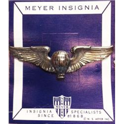 USAAF ARMY AIR CORPS BALLOON PILOT WING ON INSIGNIA CARD