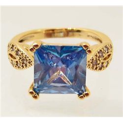 18K GOLD FILLED BLUE TOPAZ RING - SIZE 7