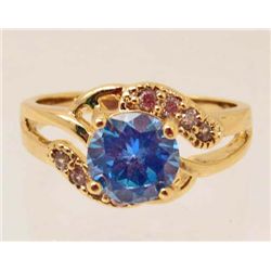 18K GOLD FILLED BLUE TOPAZ RING - SIZE 6