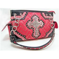 CONCEALED WEAPON WESTERN RHINESTONE CROSS PURSE HANDBAG