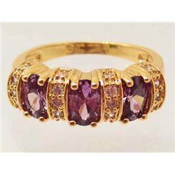 18K GOLD FILLED PURPLE AMETHYST RING - SIZE 8