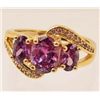 Image 1 : 18K GOLD FILLED PURPLE AMETHYST RING - SIZE 7