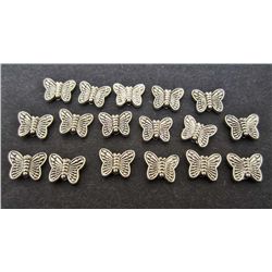 LOT OF 17 TIBETAN SILVER BUTTERFLY CHARM BEAD PENDANTS