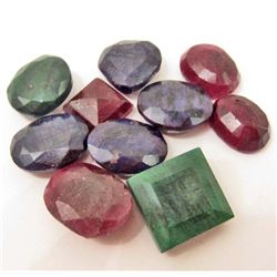 LOT OF 100.2 CTS OF EMERALDS, RUBIES & SAPPHIRES MIX - 10 PCS