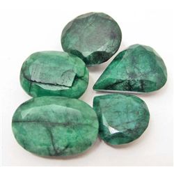 LOT OF 132.1 CTS OF BRAZILIAN GREEN EMERALDS - 5 PCS