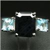 Image 1 : STERLING SILVER BLUE SAPPHIRE & BLUE TOPAZ RING SZ 7.5