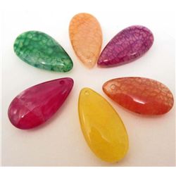 LOT OF 120 CTS DRAGON VEINS AGATE TEARDROP GEMSTONES 6 PCS