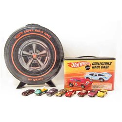 LOT OF 8 VINTAGE HOT WHEELS REDLINE CARS, 1968 SUPER RALLY AND RACE CASES