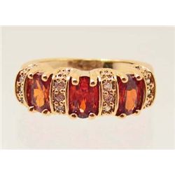 18K GOLD FILLED RED GARNET RING - SIZE 7