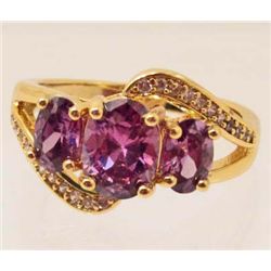 18K GOLD FILLED PURPLE AMETHYST RING - SIZE 7