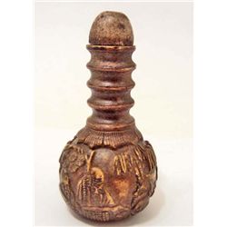 HAND CARVED STONE CHINESE SNUFF BOTTLE - OLD MEN