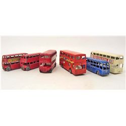 LOT OF 6 VINTAGE  MATCHBOX ENGLISH BUSES - 3 WITH GREY WHEELS