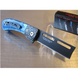 NEW BARBER'S ELITE STRAIGHT RAZOR BLUE PERLEX KNIFE