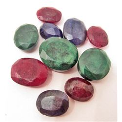 LOT OF 94.7 CTS OF EMERALDS, RUBIES & SAPPHIRES MIX - 10 PCS