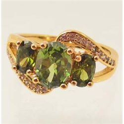 18K GOLD FILLED GREEN PERIDOT RING - SIZE 8