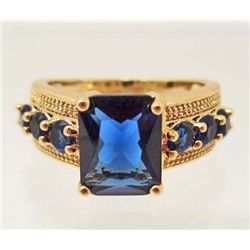 18K GOLD FILLED BLUE SAPPHIRE RING - SIZE 7