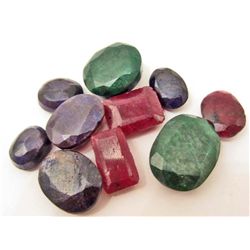 LOT OF 98.1 CTS OF EMERALDS, RUBIES & SAPPHIRES MIX - 10 PCS