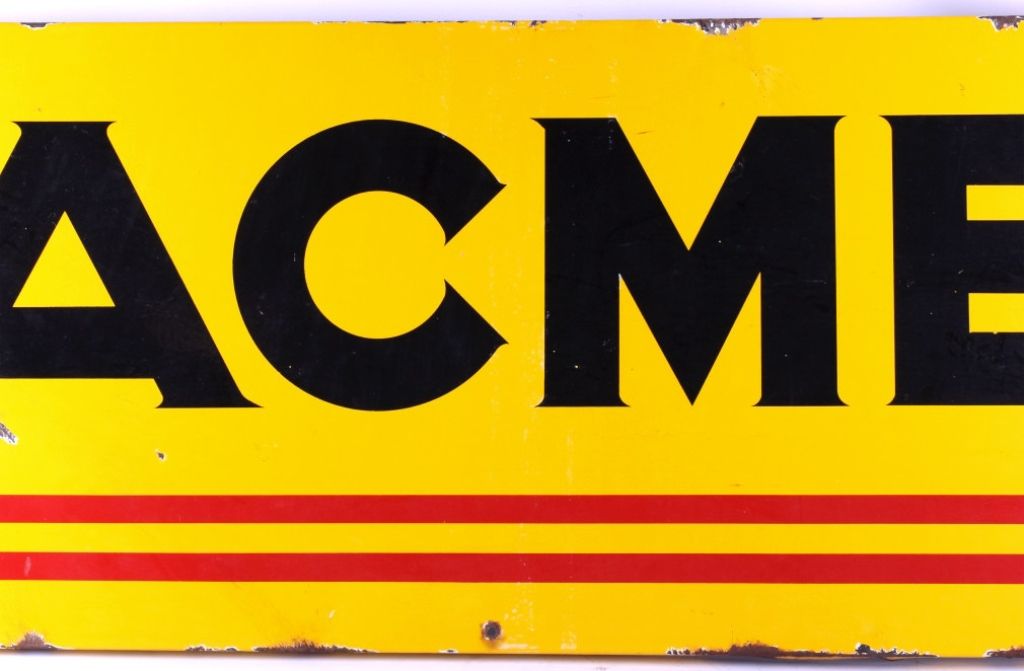 ACME Porcelain Sign This lot features an antique p