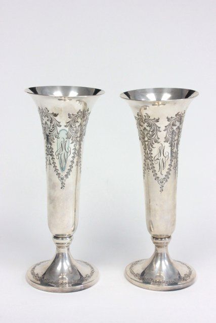 Pair Gorham Sterling Silver Bud Vases