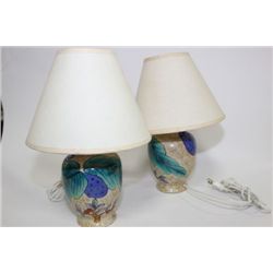 PAIR OF HAND PAINTED STYLE LAMPS