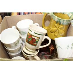 BOX OF CORELLE  & MISC.