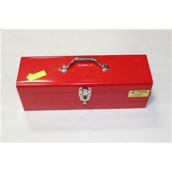 RED TOOL BOX WITH HAND TOOLS