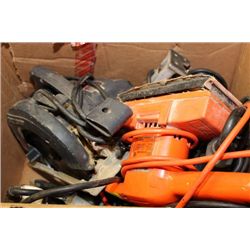 BOX OF ASSORTED POWER TOOLS