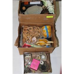 THREE BOXES OF HOUSEHOLD MISC
