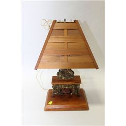 WOOD AND STONE FIREPLACE LAMP