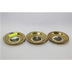 SET OF 3 VINTAGE BRASS COLLECTOR PLATES