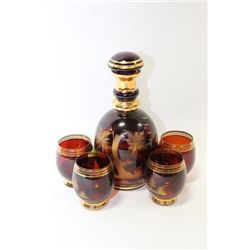 VINTAGE ART GLASS DECANTER SET