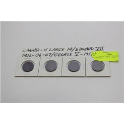 CANADA 4x LARGE 1 CENT PC, 1902-1912