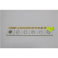 CANADA 6 x NICKELS, 1928-1952