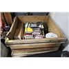 Image 1 : WOOD CRATE WITH VHS/CAMP COOLER/ETC.