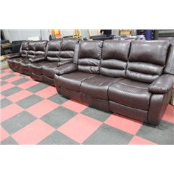 BROWN LEATHER RECLINING 2 SOFA AND 1 LOVE SEAT SET