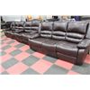 Image 1 : BROWN LEATHER RECLINING 2 SOFA AND 1 LOVE SEAT SET