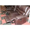 Image 2 : BROWN LEATHER RECLINING 2 SOFA AND 1 LOVE SEAT SET