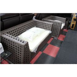 VINYL RATTAN SET W/LOVESEAT, 2 CHAIRS,COFFEE TABLE