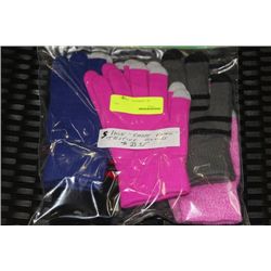 PACK OF 5 SMARTPHONE TEXTING GLOVES
