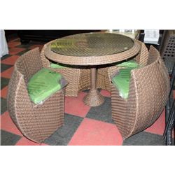 ROUND RATTAN STYLE PATIO TABLE WITH 4 NESTING