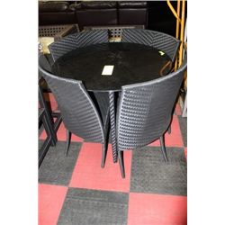 VINYL RATTAN GLASSTOP PATIO SET W/4 CHAIRS