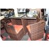 Image 1 : RATTAN STYLE GLASS TOP PATIO TABLE W 6 NESTING