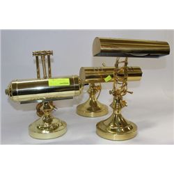 GROUP OF 3 BRASS BANKERS LAMPS