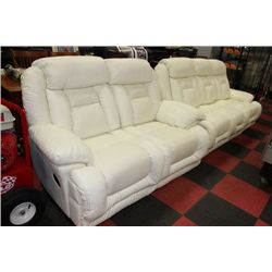 NEW WHITE LEATHER RECLINING SOFA AND LOVE SEAT