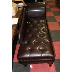 NEW BROWN LEATHER STORAGE CHAISE LOUNGE CHAIR