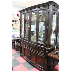 NEW WOOD BARLEY TWIST STYLE W ETCHED GLASS BUFFET