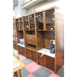 WOOD AND GLASS 3 PC WALL UNIT