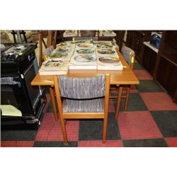 ESTATE WOOD DBL DROP END TABLE W 4 FABRIC