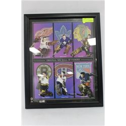 ORIGINAL 6 HALL OF FAMERS FRAMED GOALIE PHOTO