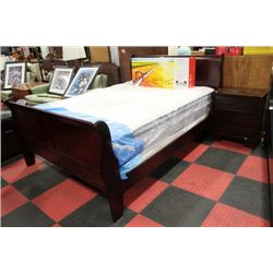 NEW QU SIZE MARTINI CHERRY WOOD SLEIGH BEDFRAME
